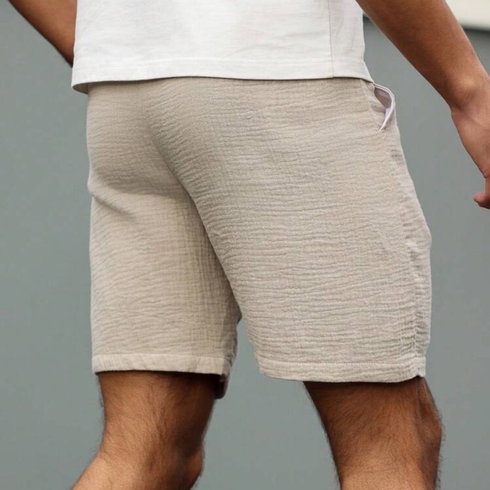 Manfinity Men's Casual Solid Drawstring Waist 100% Cotton Summer Mens Shorts - Picture 5 of 5